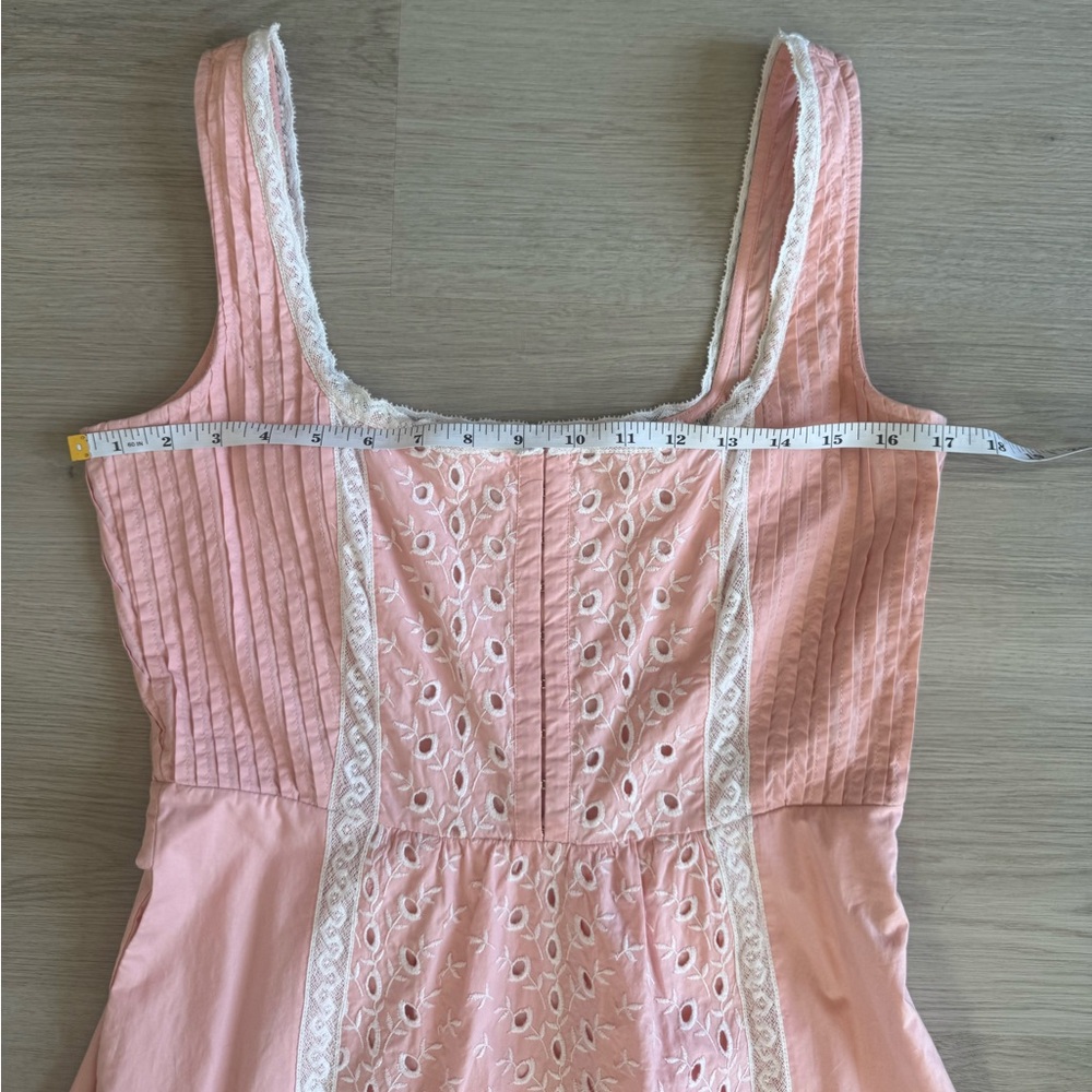 Love Shack Fancy Alwyn Eyelet Bubble Gum Pink Maxi Dress Embroidered Size 6 - Picture 6 of 15